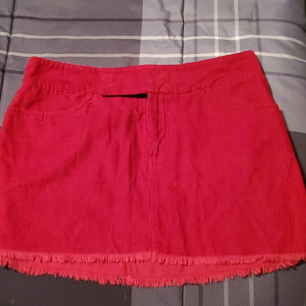 Red corduroy skirt